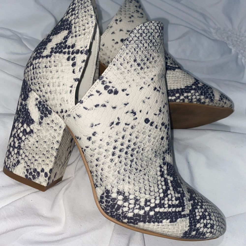 Snake print booties